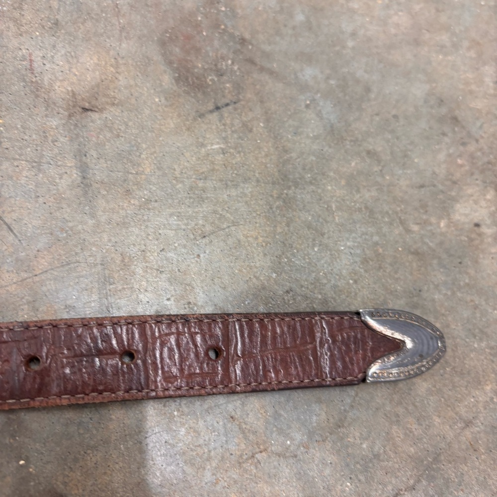 Vintage 1990s Brighton Croc Embossed Leather Silver Concho Belt Sz Medium 41809 - Picture 13 of 14